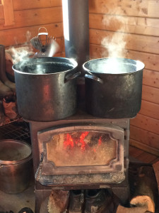 cooking maple syrup at the mountain queen